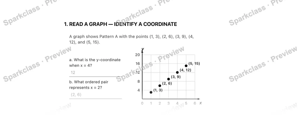 1. Read a graph — Identify a coordinate — Grade 5 problem preview