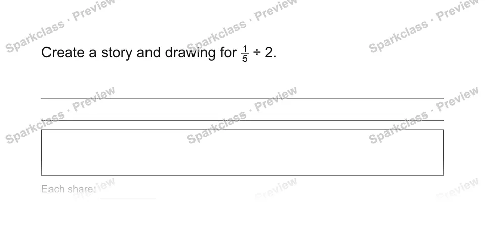 Create a story and drawing for 15 ÷ 2. — Grade 5 problem preview