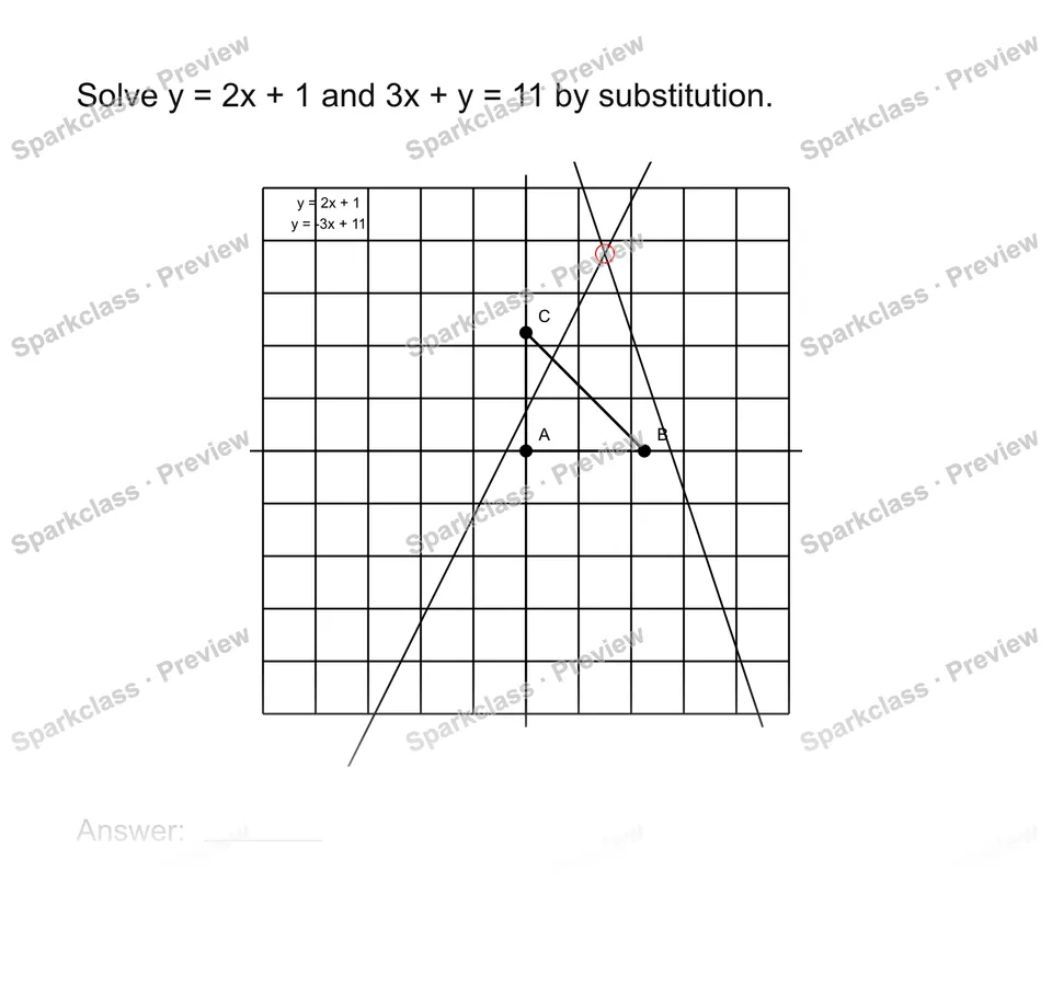 Solve a system by substitution — Grade 8 problem preview