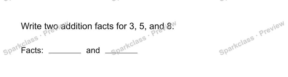 Write two facts — Grade 1 problem preview