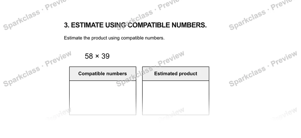 3Estimate using compatible numbers. — Grade 5 problem preview