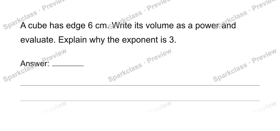 Interpret and evaluate whole-number exponents — Grade 6 problem preview