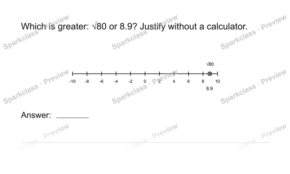 Compare real numbers — Grade 8 problem preview
