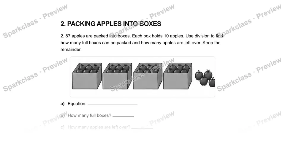 2Packing apples into boxes — Grade 5 problem preview