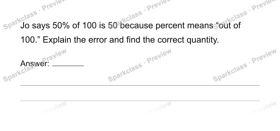 Percent as a rate per hundred — Grade 6 problem preview