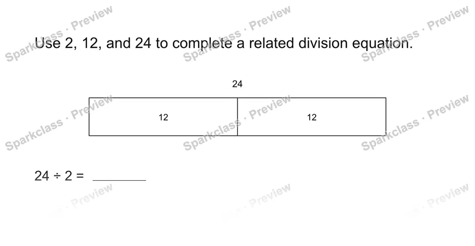 Complete the fact family — Grade 3 problem preview