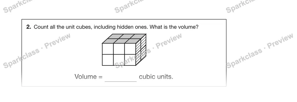 2.Count all the unit cubes, including hidden ones. What is the volume? — Grade 5 problem preview