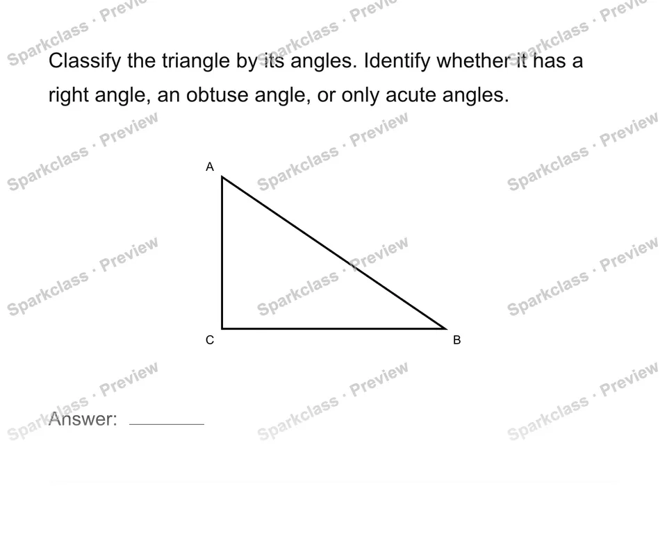 Classify triangles by angles — Grade 4 problem preview