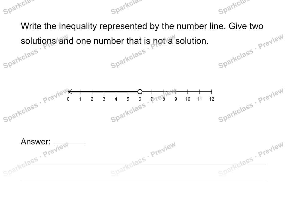 Represent constraints and inequality solution sets — Grade 6 problem preview