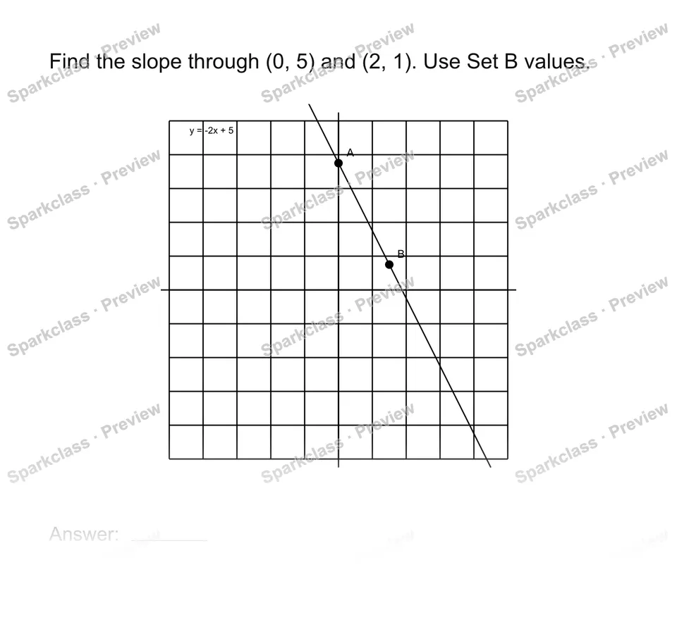 Find slope from two points — Grade 8 problem preview
