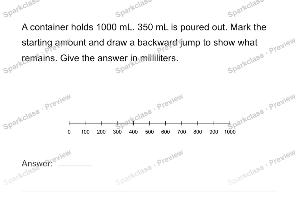 Show a measurement change on a scale — Grade 4 problem preview