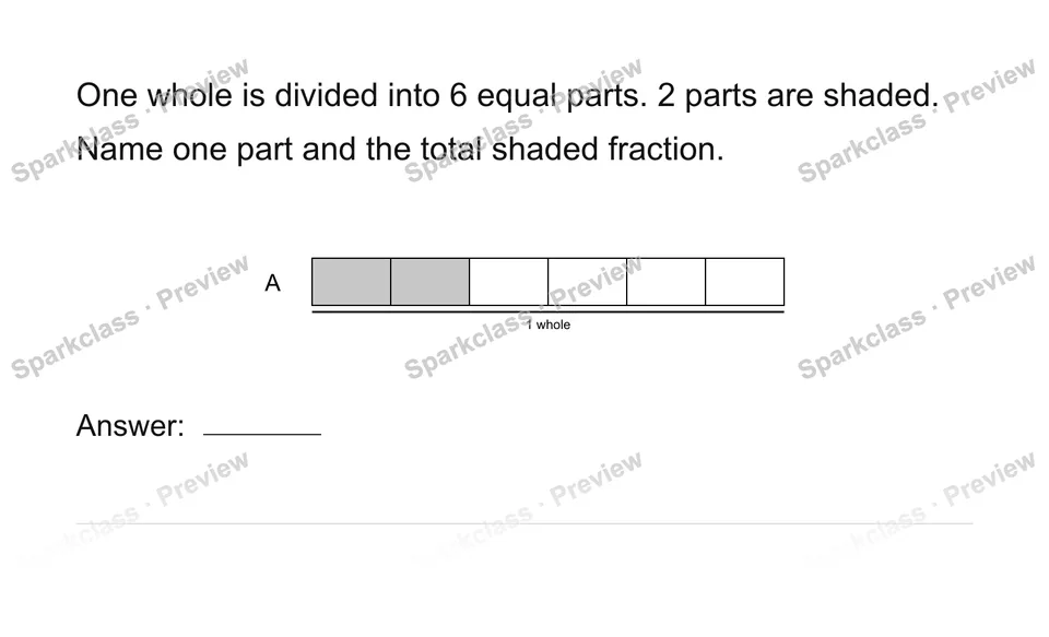 Connect unit fractions to a whole — Grade 4 problem preview