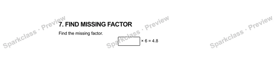 7.Find missing factor — Grade 5 problem preview