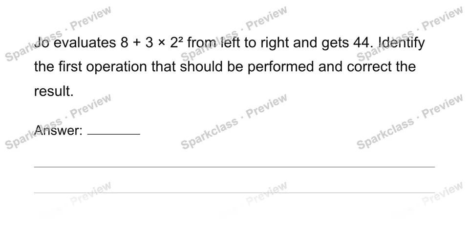 Use conventional order of operations — Grade 6 problem preview