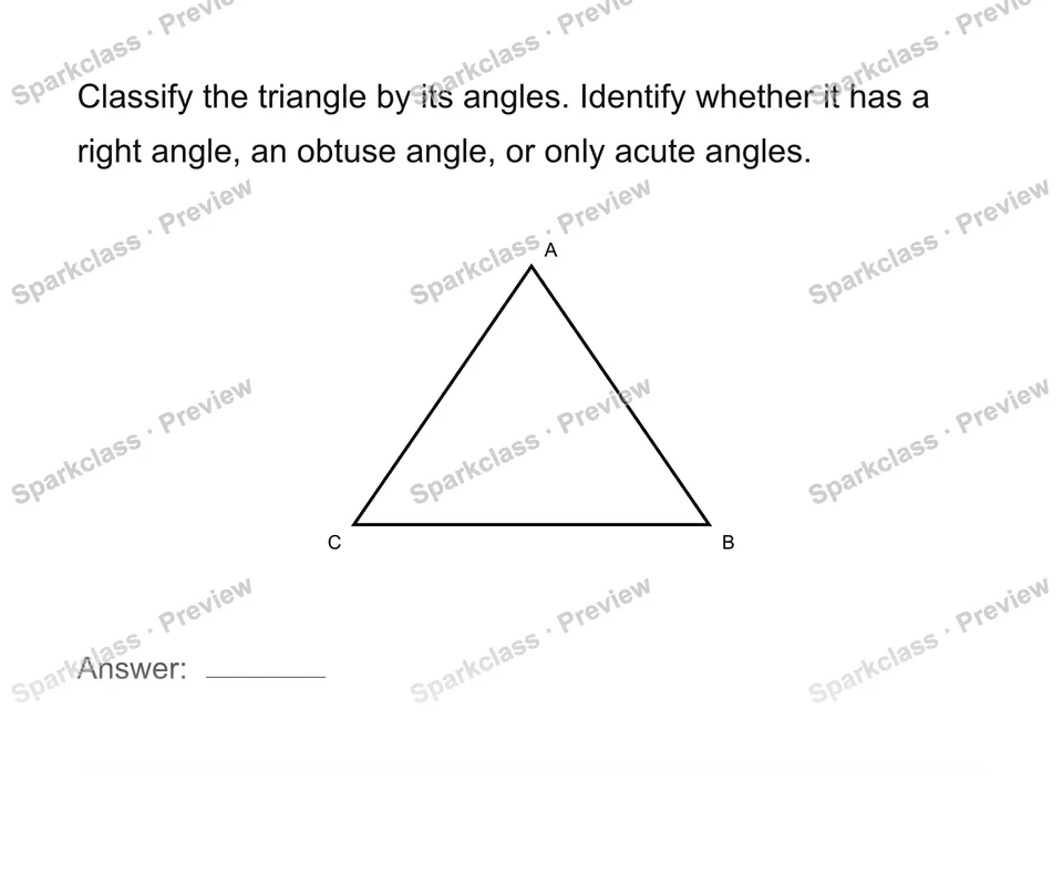 Classify triangles by angles — Grade 4 problem preview