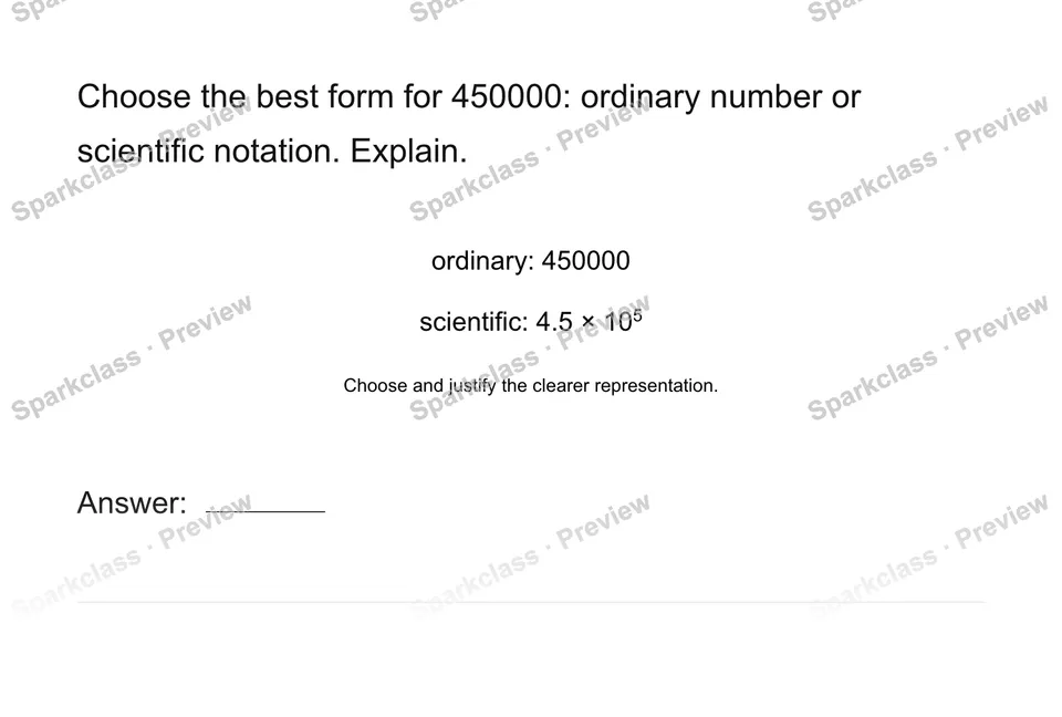 Choose an equivalent representation — Grade 8 problem preview