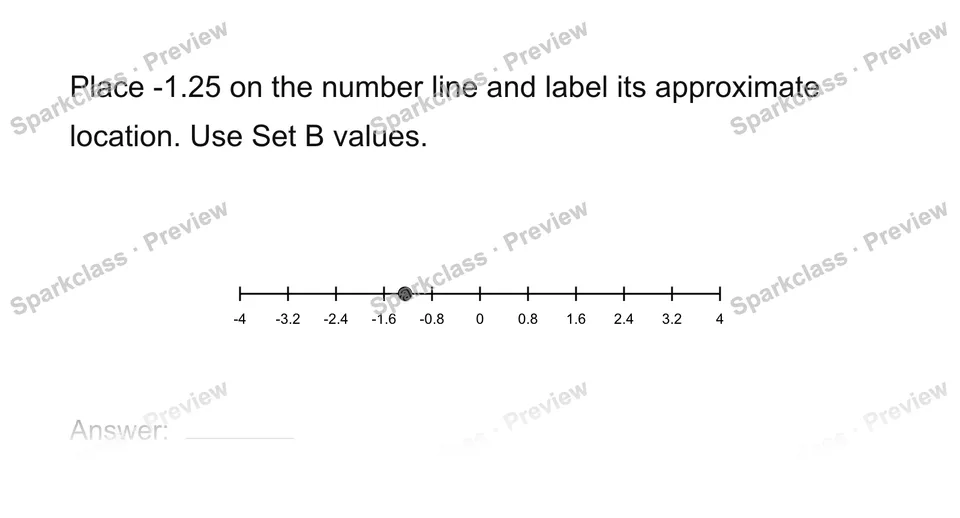 Place real numbers on a number line — Grade 8 problem preview