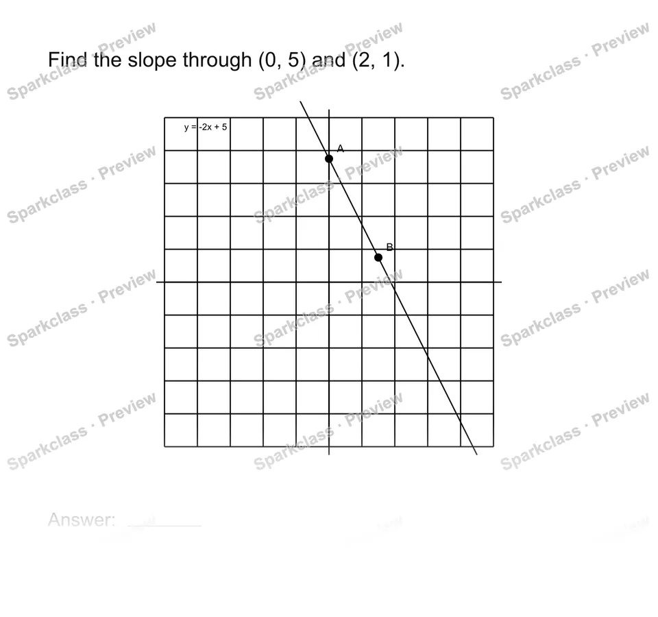Find slope from two points — Grade 8 problem preview