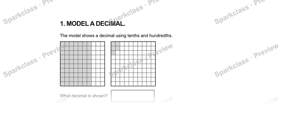 1Model a decimal. — Grade 5 problem preview