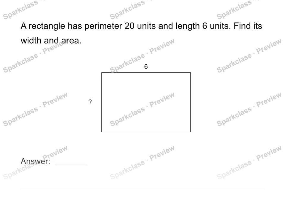 Use rectangle area and perimeter — Grade 4 problem preview