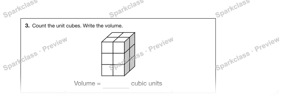 3.Count the unit cubes. Write the volume. — Grade 5 problem preview