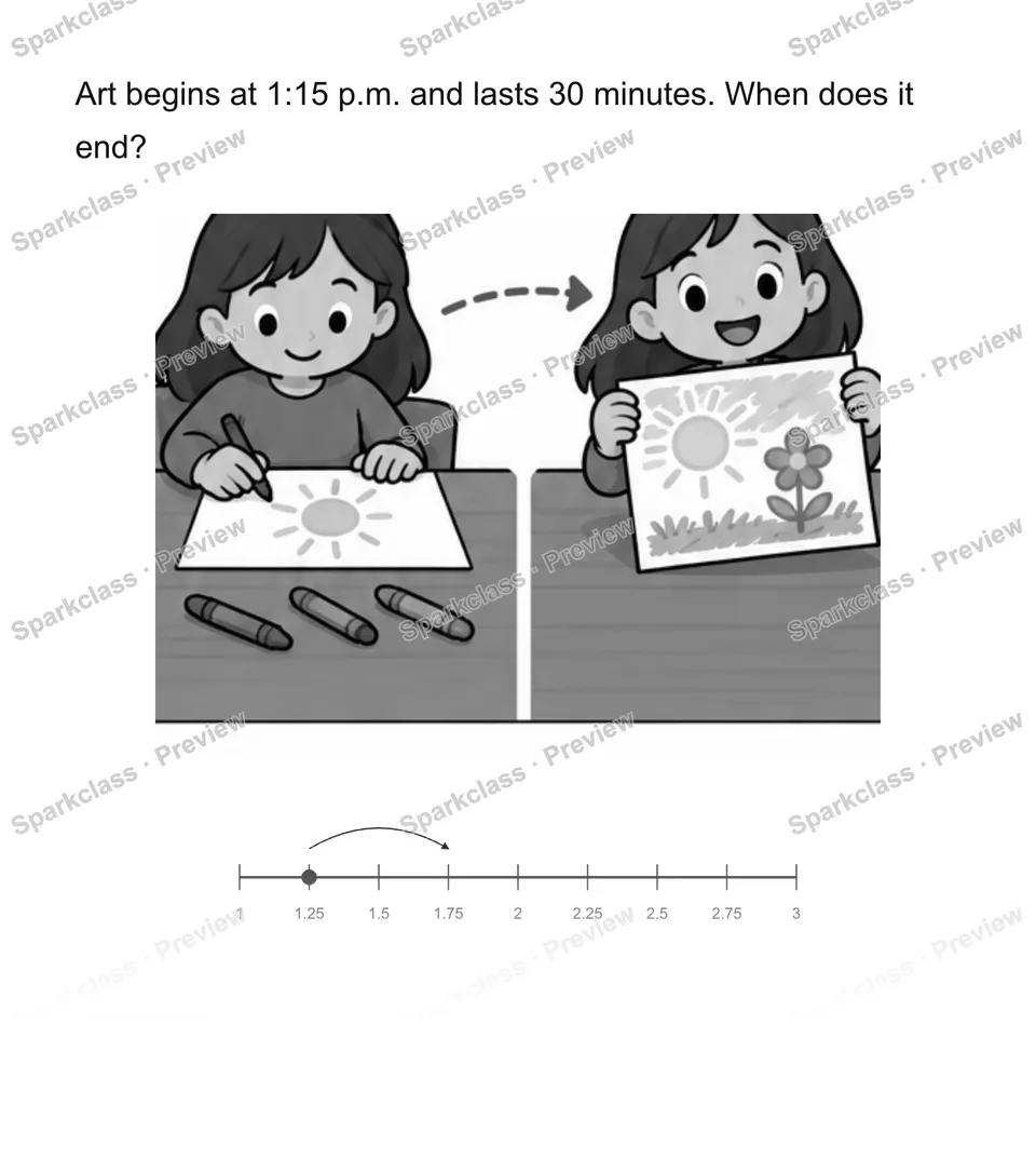 Time interval — Grade 2 problem preview