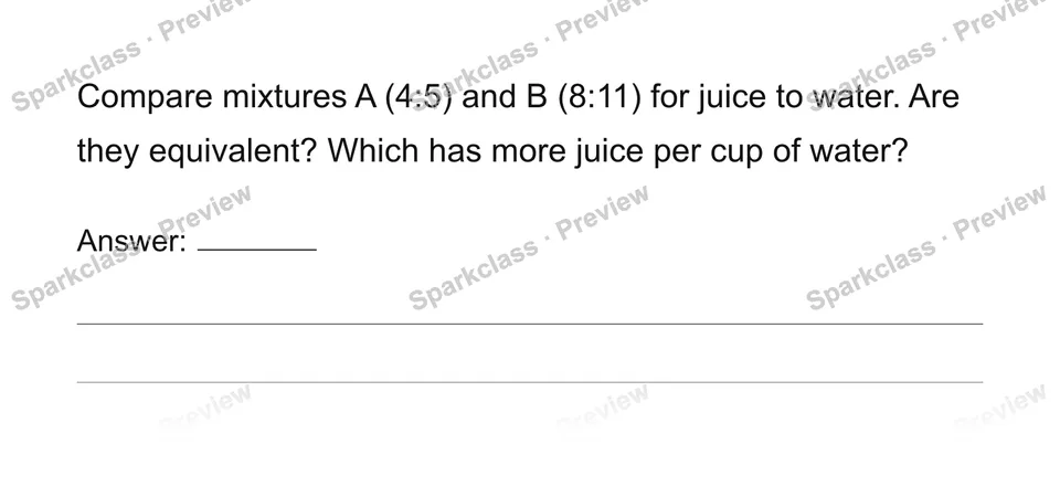 Equivalent ratios and tables — Grade 6 problem preview