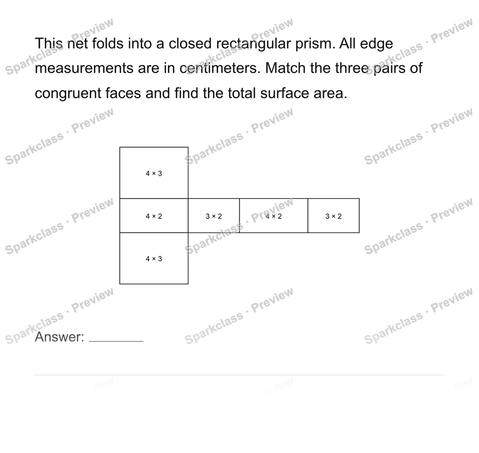 Connect faces to a net — Grade 6 problem preview