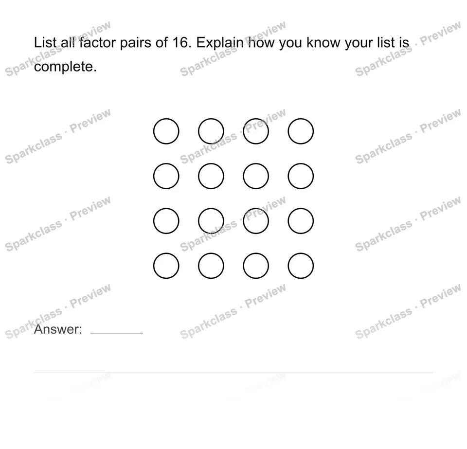 Find all factor pairs — Grade 4 problem preview