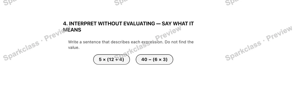 4. Interpret without evaluating — Say what it means — Grade 5 problem preview