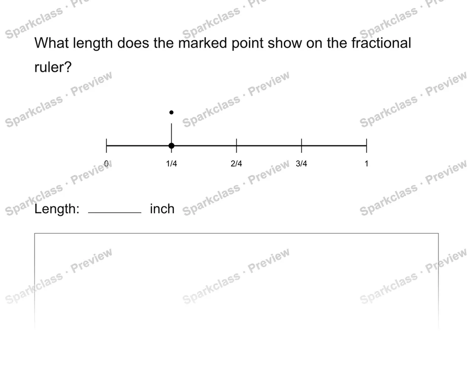 Read a fractional ruler — Grade 3 problem preview