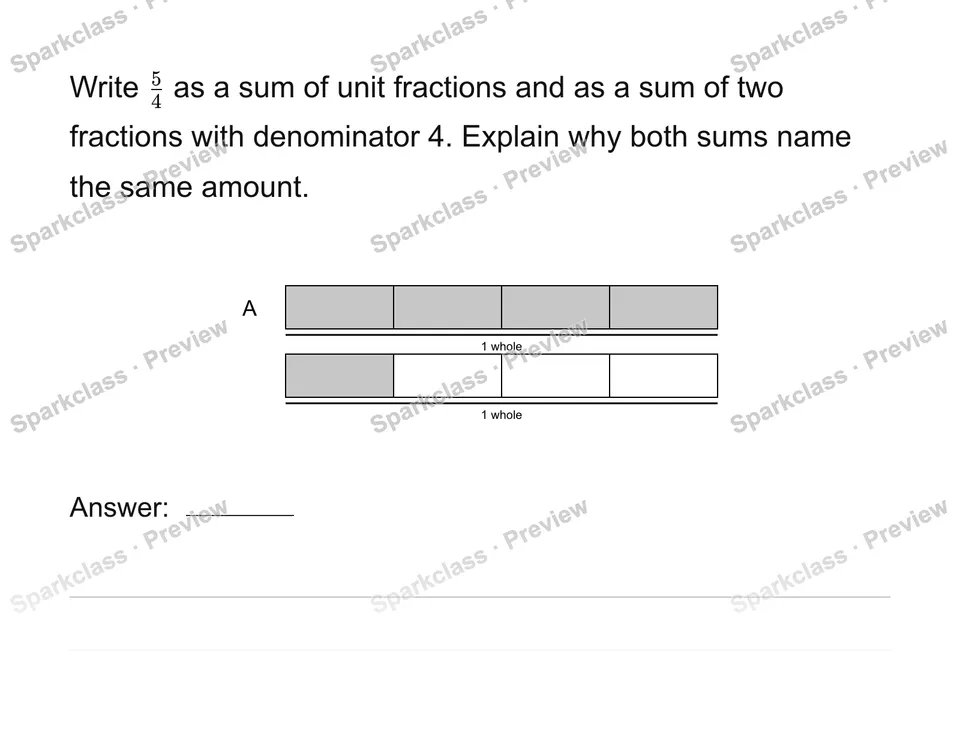 Decompose a fraction in two ways — Grade 4 problem preview