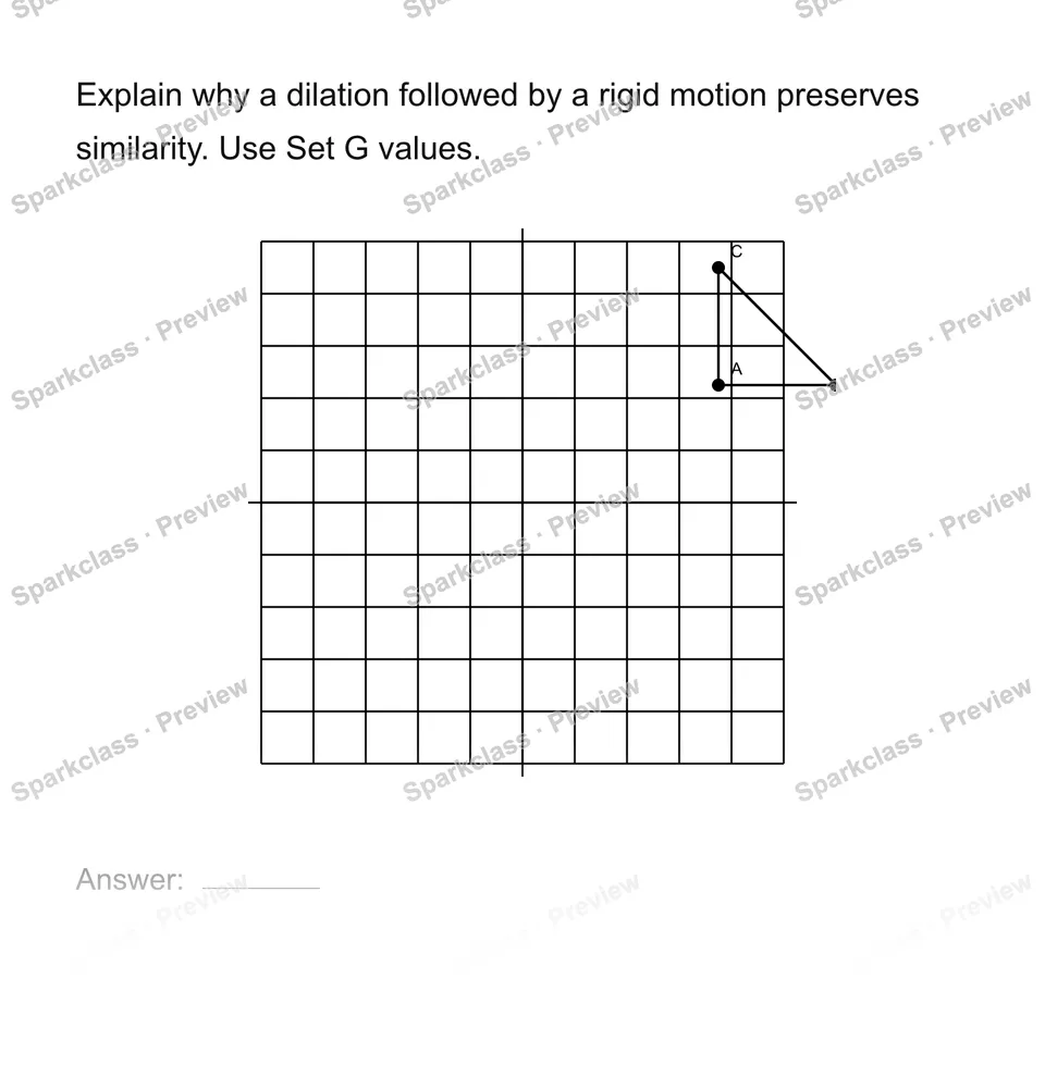 Explain why a transformation preserves similarity — Grade 8 problem preview