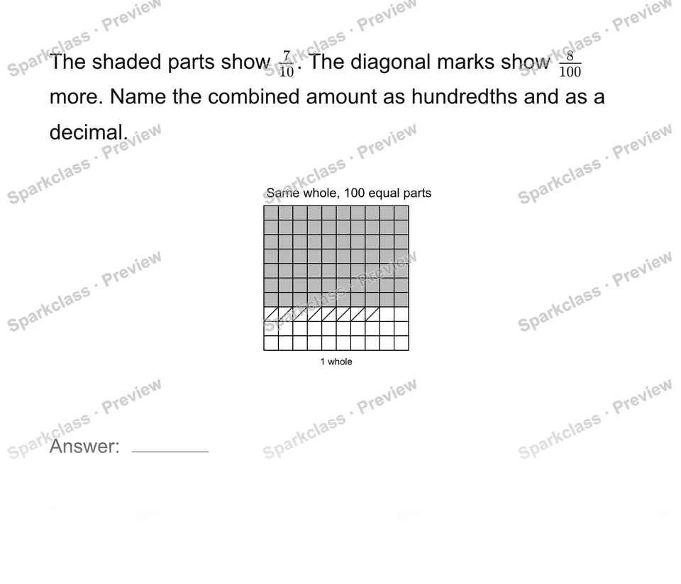 Combine two kinds of hundredths — Grade 4 problem preview