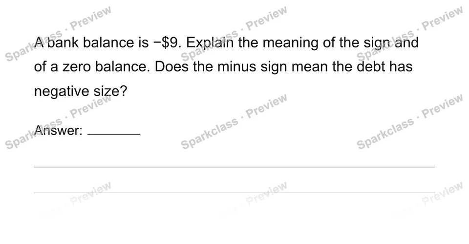 Interpret signed quantities and zero — Grade 6 problem preview