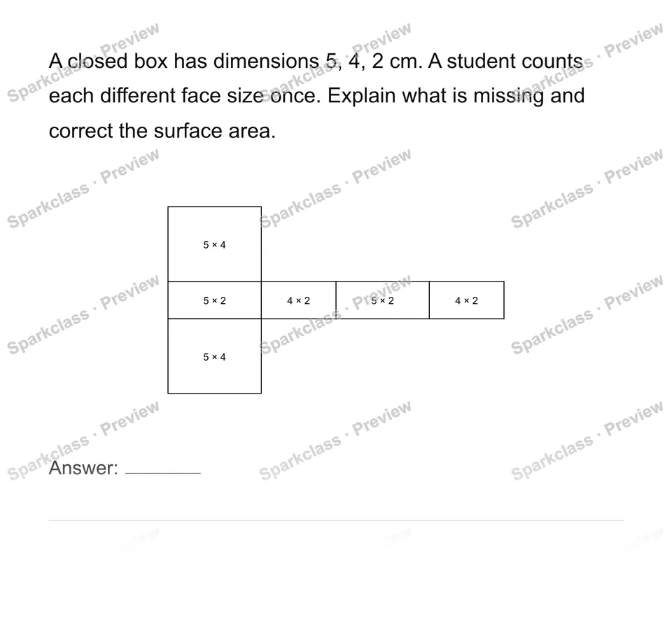 Connect rectangular-prism nets and surface area — Grade 6 problem preview