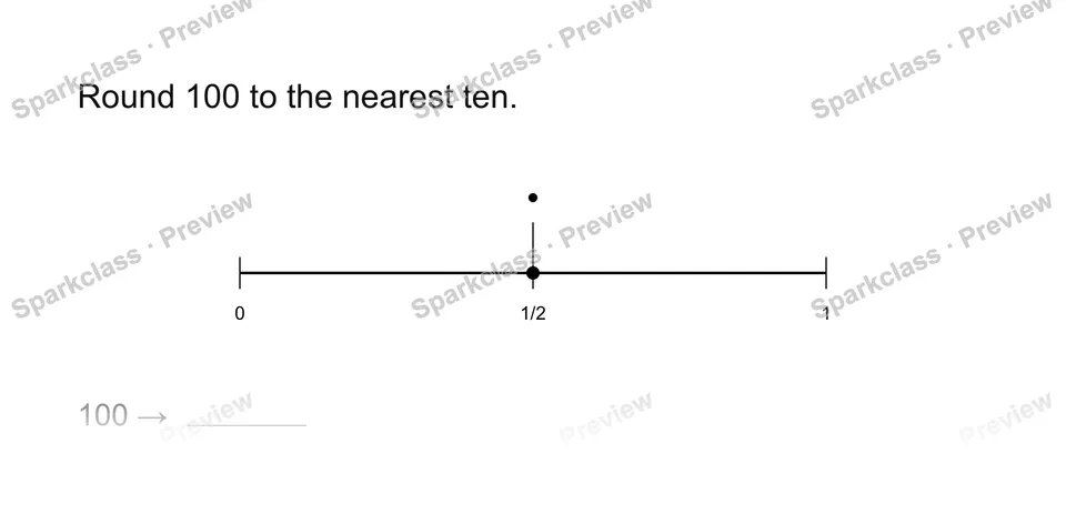 Round to the nearest ten — Grade 3 problem preview