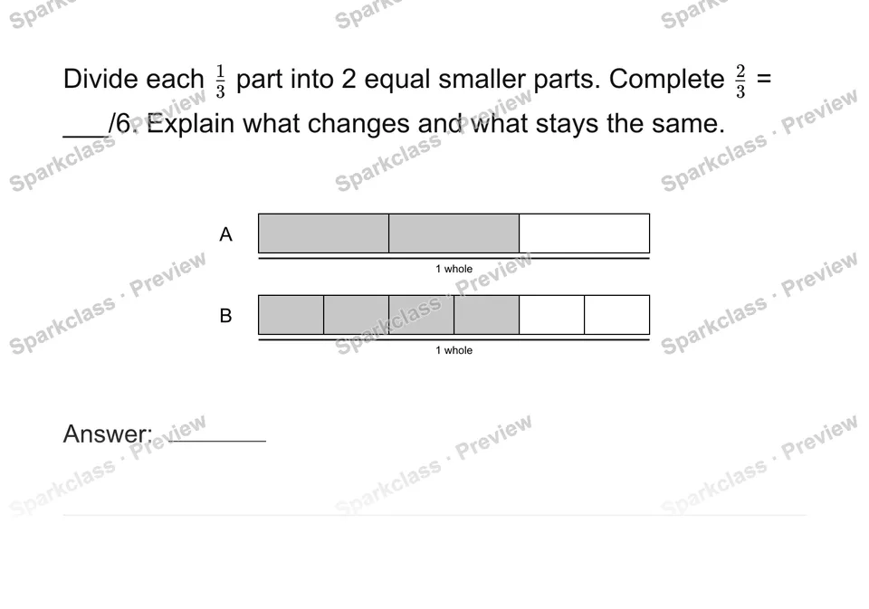 Explain equivalent fractions with models — Grade 4 problem preview