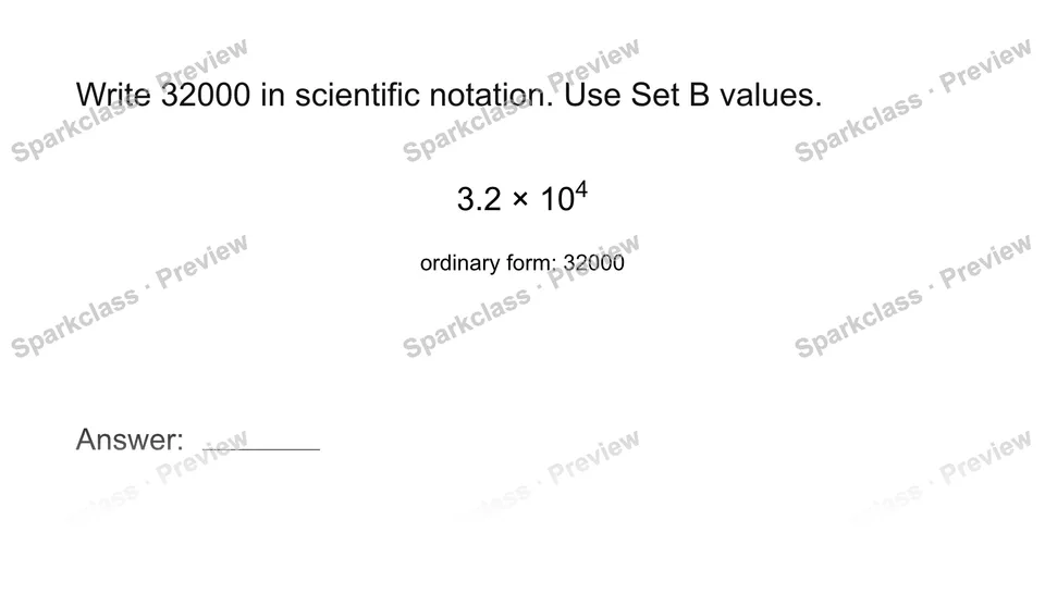 Read scientific notation — Grade 8 problem preview