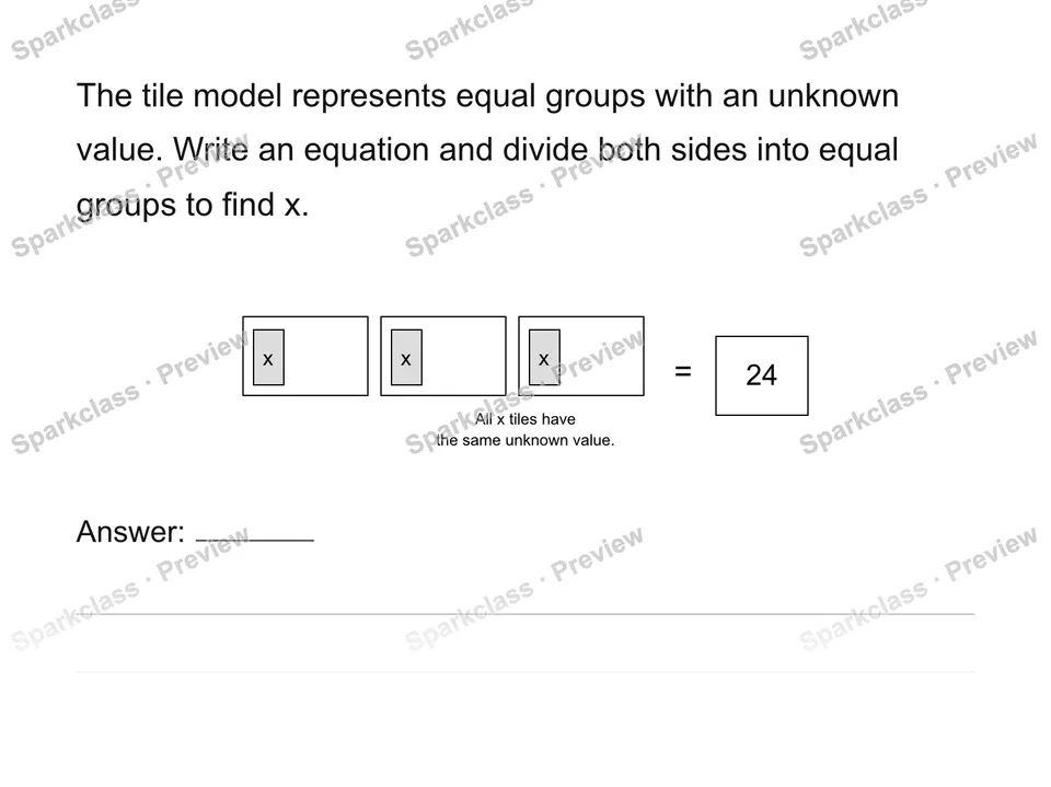 Solve multiplicative one-step equations — Grade 6 problem preview