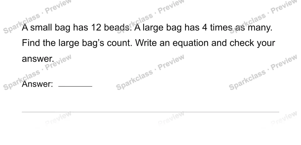 Solve and check — Grade 4 problem preview