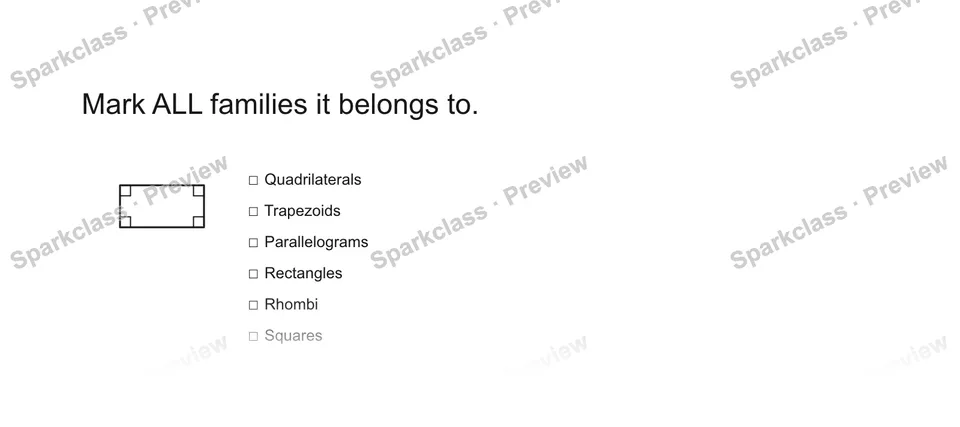 Mark ALL families it belongs to. — Grade 5 problem preview