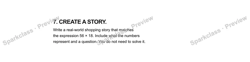 7.Create a story. — Grade 5 problem preview