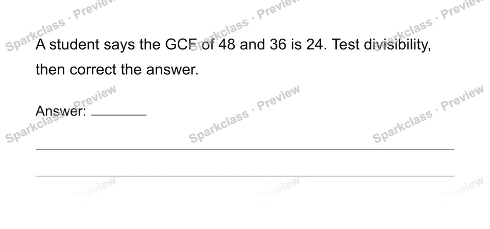 Find greatest common factors — Grade 6 problem preview