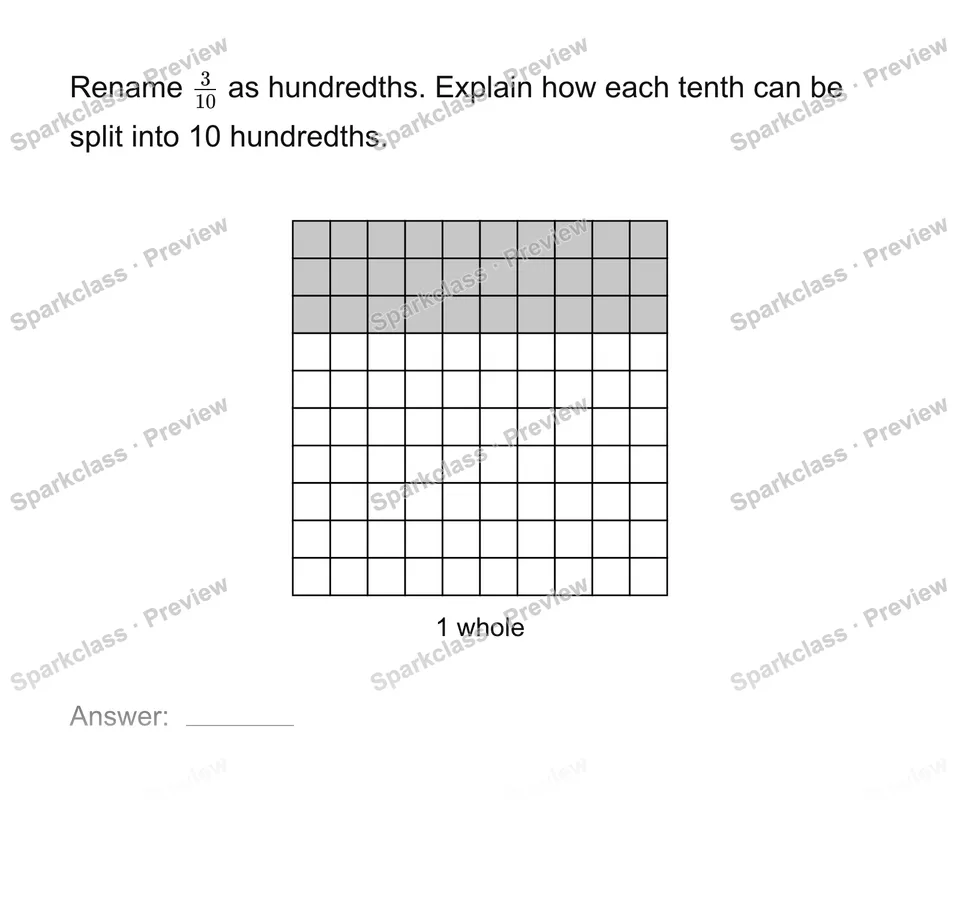 Connect tenths and hundredths — Grade 4 problem preview