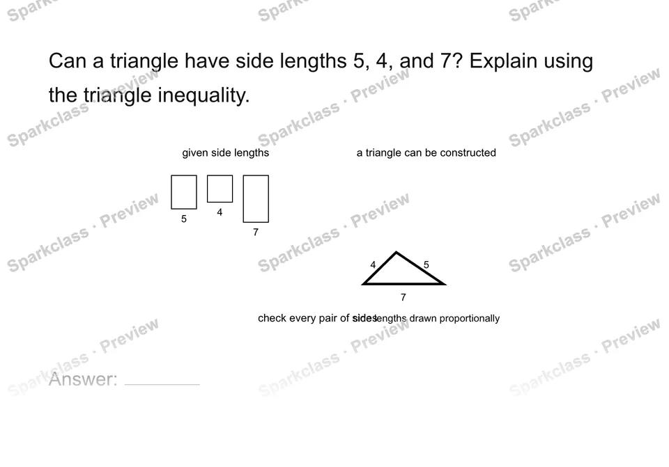 Test triangle existence — Grade 7 problem preview