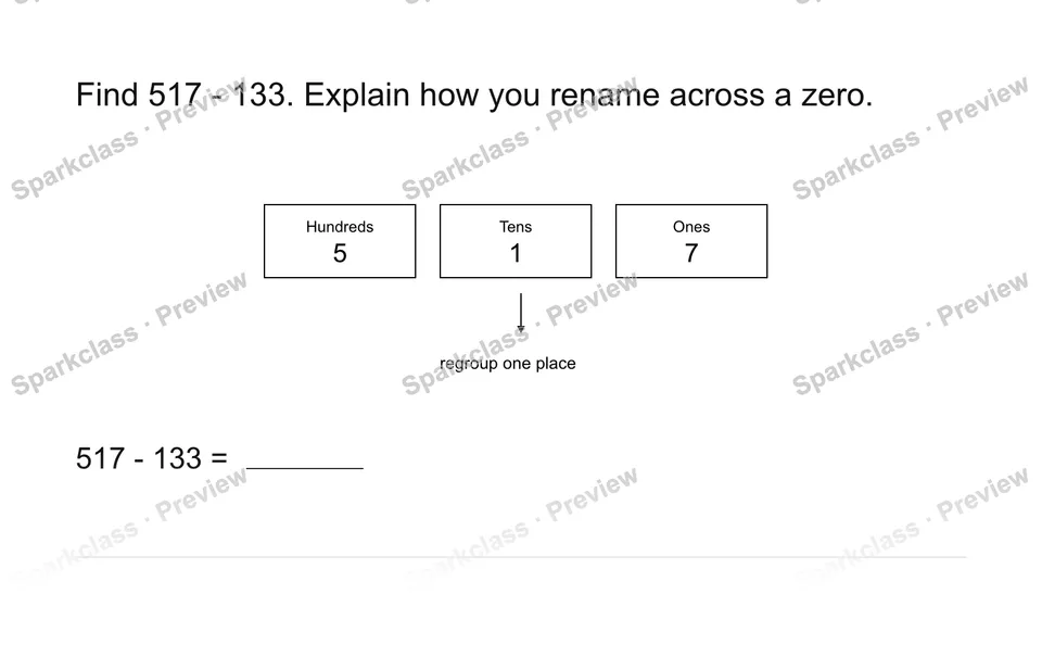 Rename across zero — Grade 2 problem preview