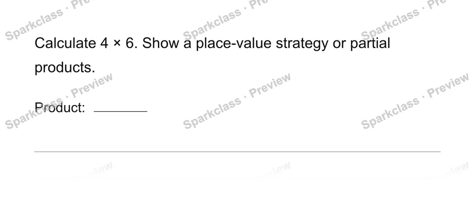 Area and partial products — Grade 4 problem preview