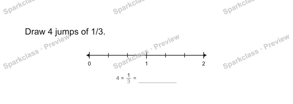 Draw 4 jumps of 1/3. — Grade 5 problem preview