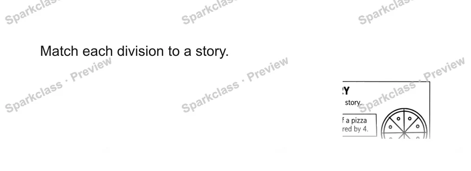 Match each division to a story. — Grade 5 problem preview